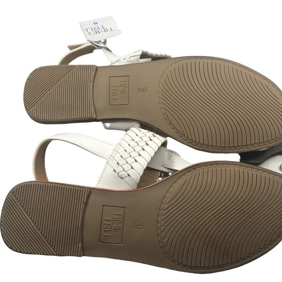 Time And Tru Women's Size 9 White Whip Stitch Thong Sandal New With Tags - Picture 4 of 11